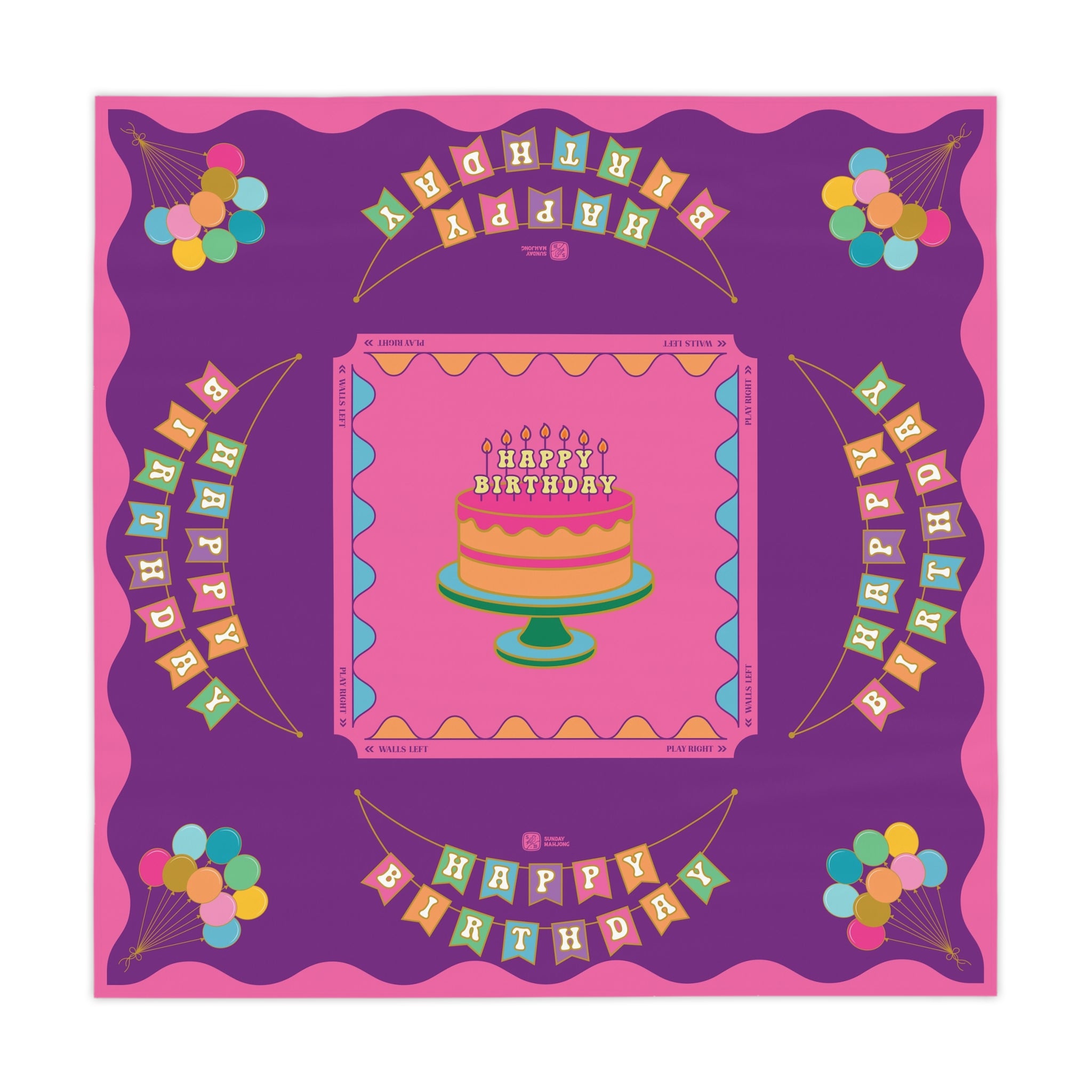 Happy Birthday Mahjong Tablecloth
