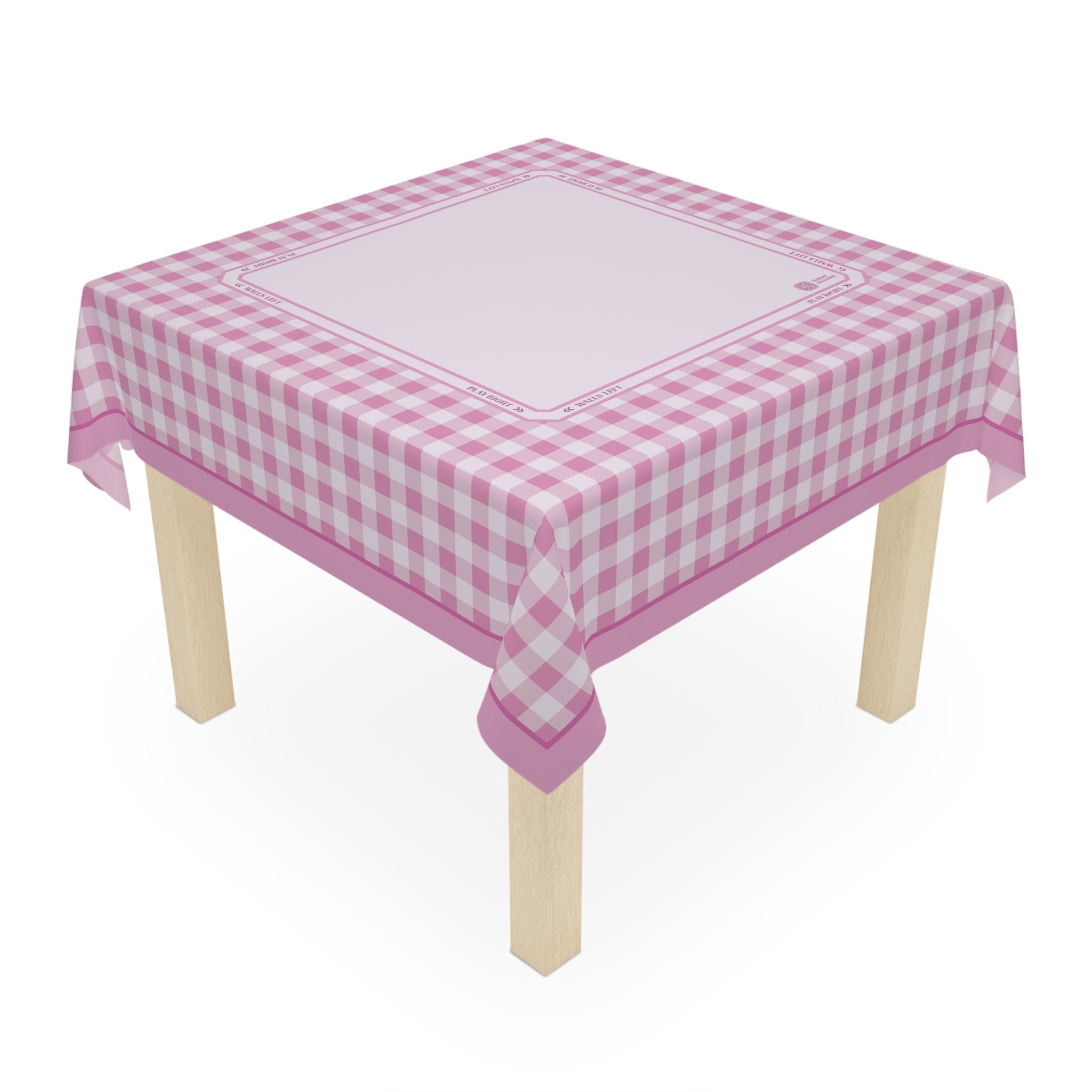 Pink Gingham Mahjong Tablecloth