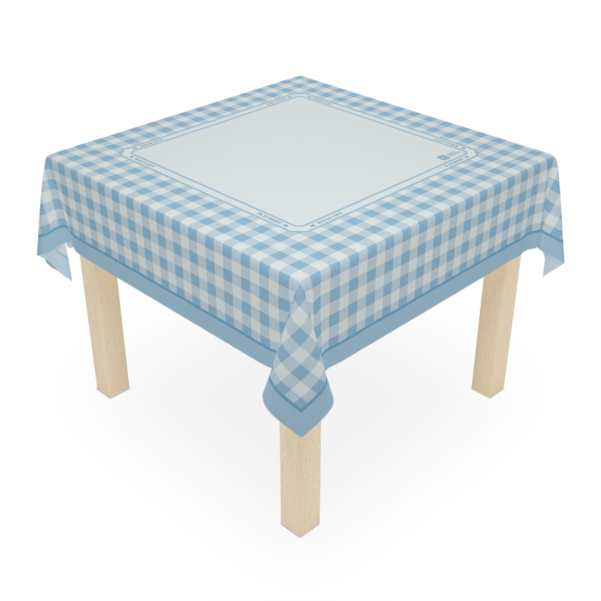 Blue Gingham Mahjong Tablecloth