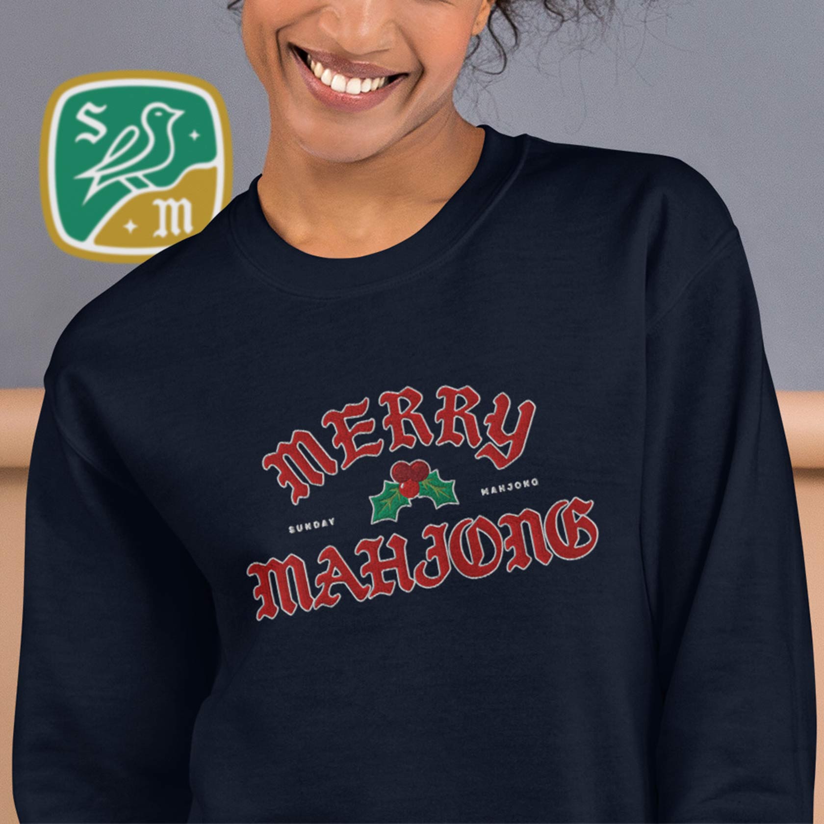 Merry Mahjong Embroidered Classic Sweatshirt